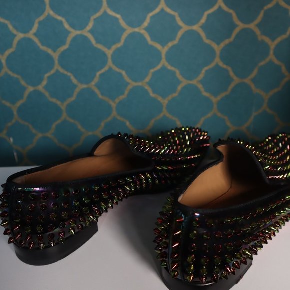 Christian Louboutin Dandelion Spikes Flat Black-Multi Patent Leather 9. - Picture 2 of 3